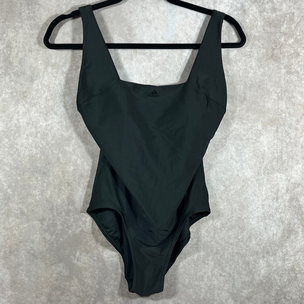 Adidas One Piece Swimsuit Womens Size 8C Black Seamless Sleeveless Shelf Bra